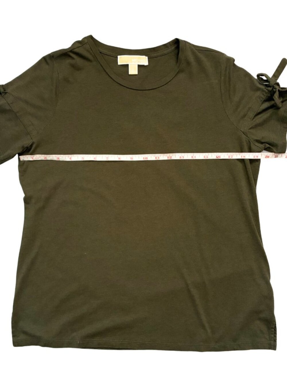 MICHAEL Michael Kors Women's L Olive Green Tie Sleeve Top Quiet Luxury Casual - Picture 5 of 12